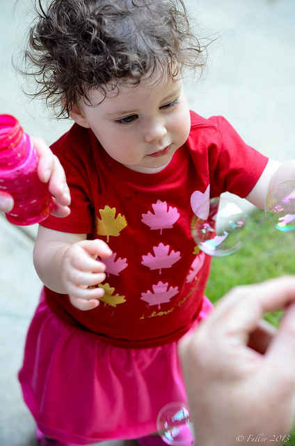 Learning how the bubble wand works. Specifically, by not eating it.