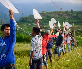 A kite ('layang layang') competition in rural Sumatra.