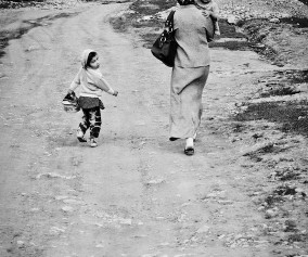 Mother and two children in Kyrgyzstan